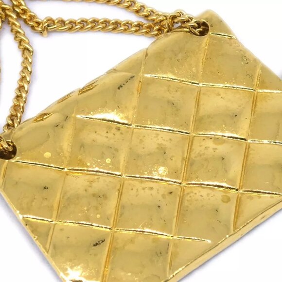 Chanel Gold Bag Dangle Earrings Clip-On 23 - Picture 2 of 4